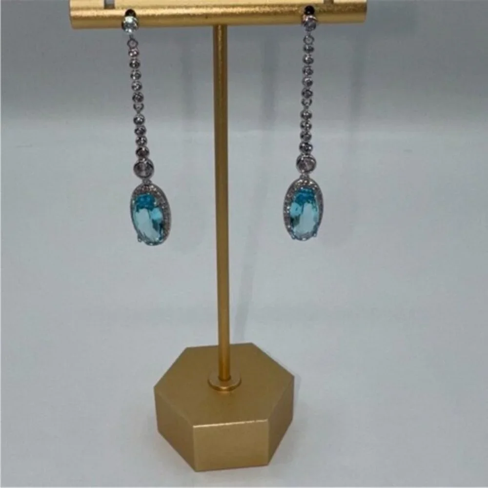 Blue Topaz Dangle Earrings - Picture 4 of 4